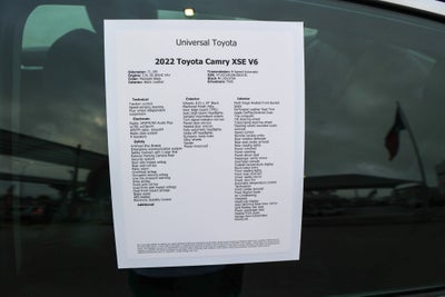 2022 Toyota CAMRY XSE V6