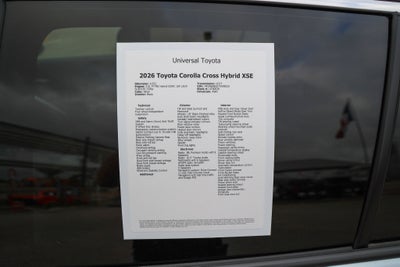 2026 Toyota COROLLA CROSS HV Hybrid XSE