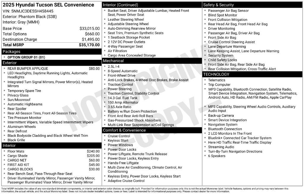 2025 Hyundai Tucson SEL Convenience