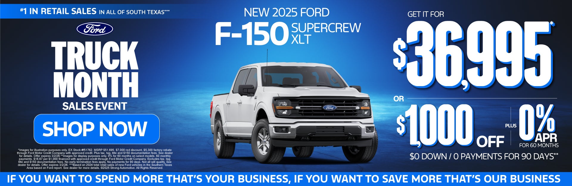 NEW 2025 FORD F-150 SUPERCREW XLT 	"GET FOR $36,995* or $1,0