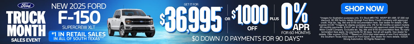 NEW 2025 FORD F-150 SUPERCREW XLT "GET FOR $36,995* or $1,000 OFF PLUS 0% APR for 60/ $0 down / 0 p