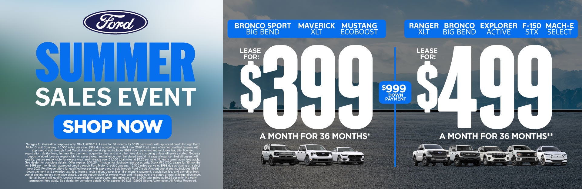 "SUMMER SALES LEASE EVENT! "	"Bronco Sport Big Bend Maverick